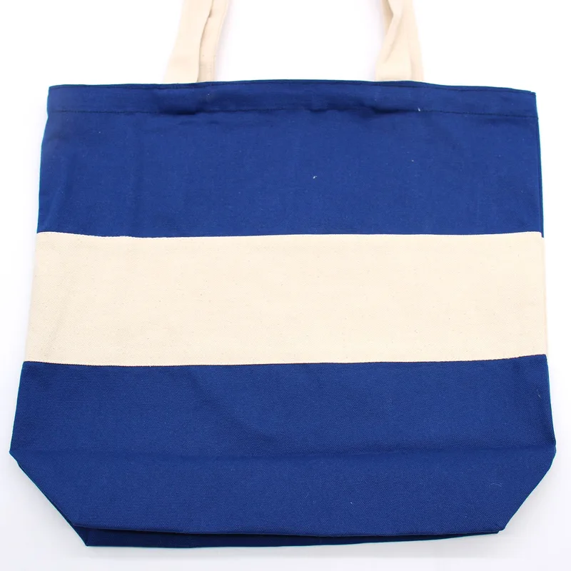 Two Tone Cotton Bag 38x42x12cm Blu & Naturale 10oz — foto 2
