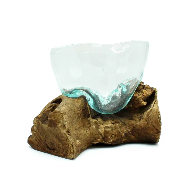 Molten Glass Arfully Misshapen Bowl on Legno