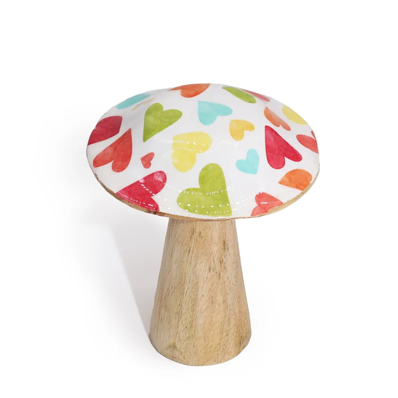 Small Enamelled Mushroom - 10cm - Pastel Hearts — foto 3