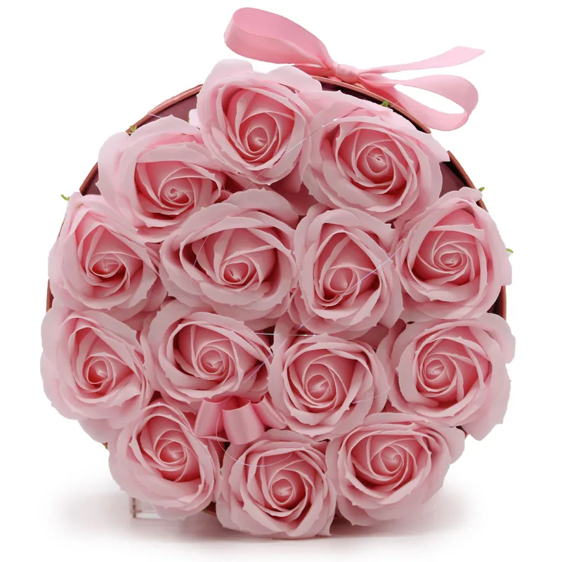 Sapone Fiore Gift Bouquet - 14 Pink Roses - Round — foto 5