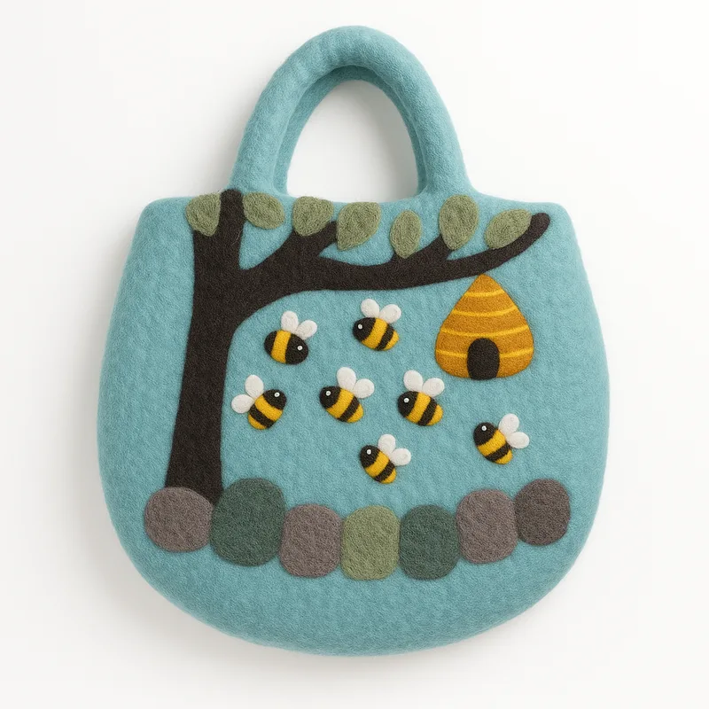 Albero and Beehive Felted Bag 35x27cm