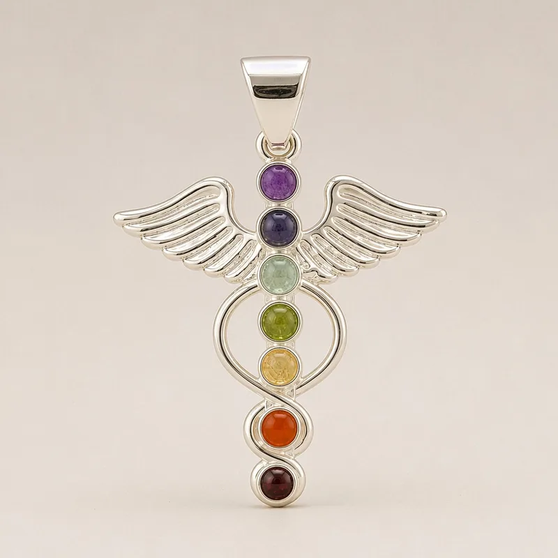 Indian Devotional Pendant Argento Plated Angel Chakra — foto 1