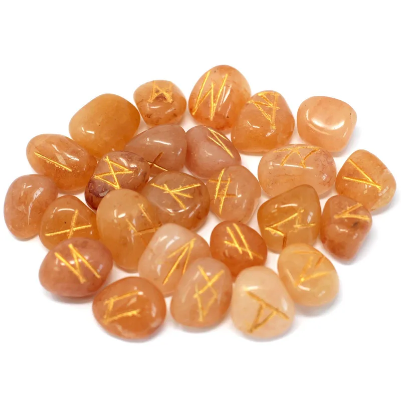 Runes Stone Set in Pouch Yellow Aventurine — foto 1