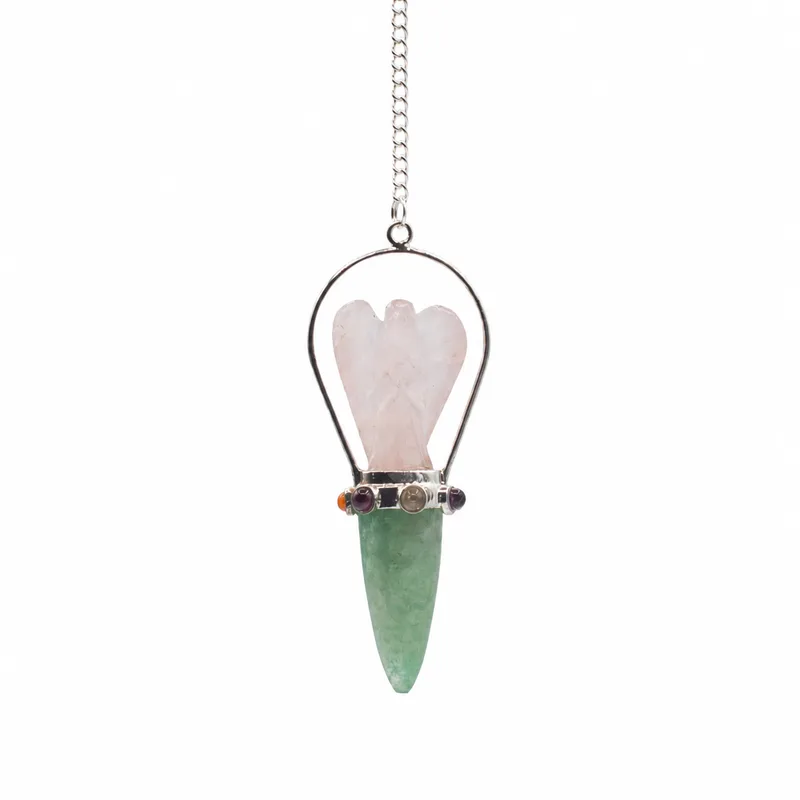 The Heart Oracle Two Piece Angel Pendulum Chakra Band Rosa Quartz & Verde Aventurine — foto 1