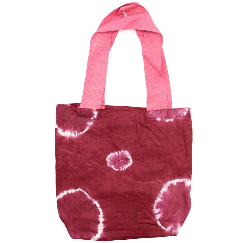Naturale Tye-Dye Cotton Bag 38x42x12cm Maroon Rings Pink Handle