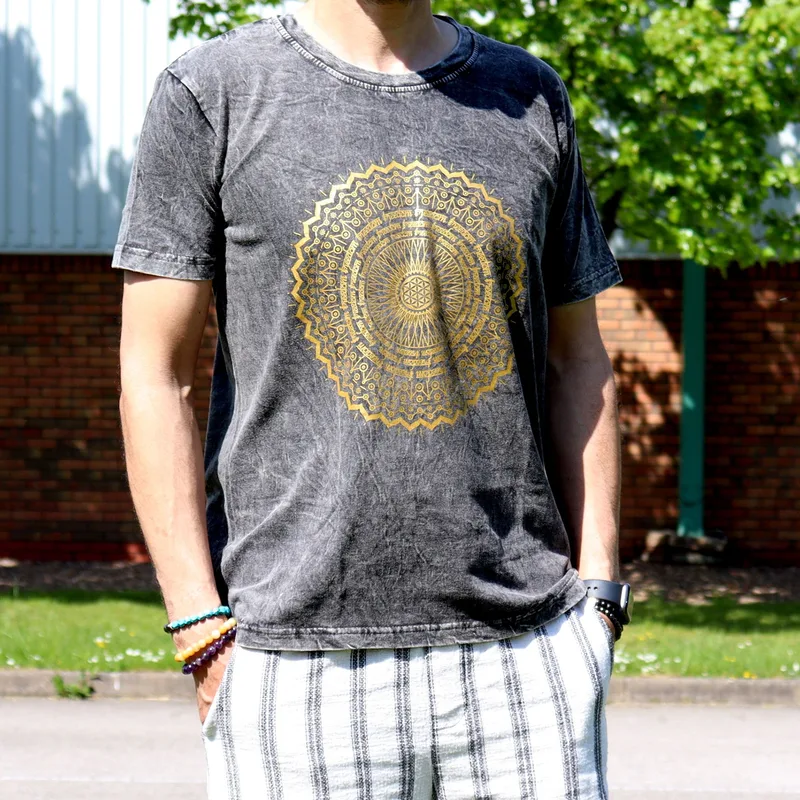 Nomad Sari Stonewashed Cotton T-Shirt Mandala Dark Grey Medium — foto 1