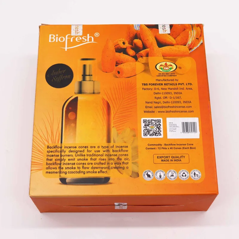Biofresh Backflow Incenso Cones (40 cones) - Ambra Safron — foto 2