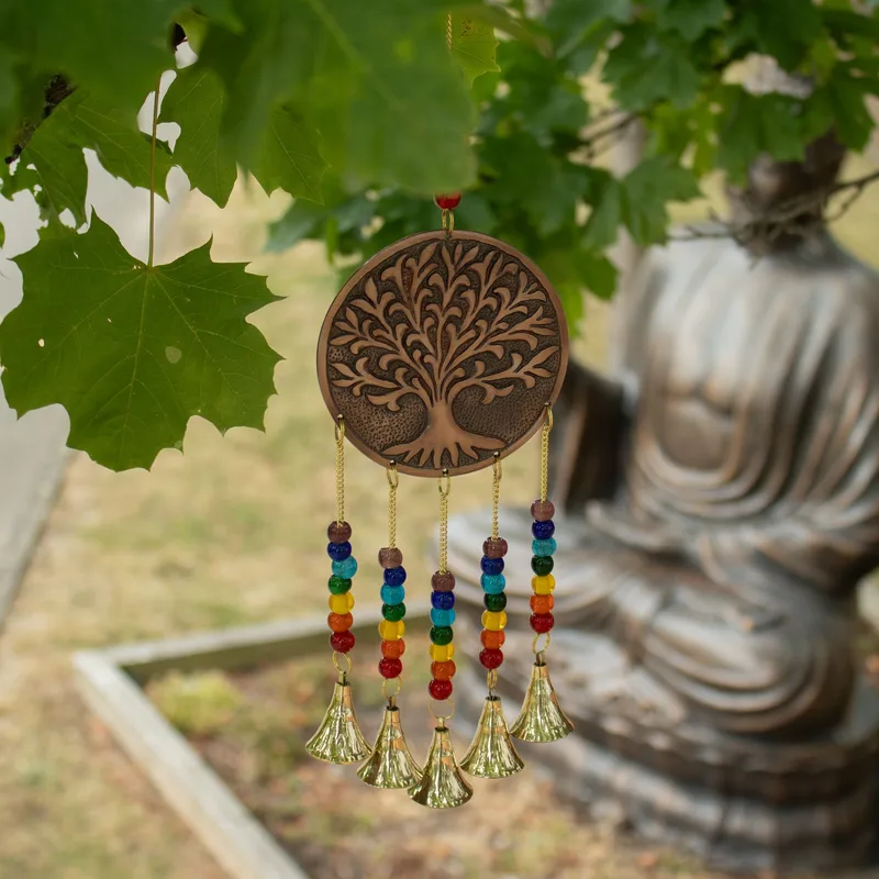 Indian Chimes Med Albero of Life Chakra Beads 5 Bells 10x36cm — foto 6