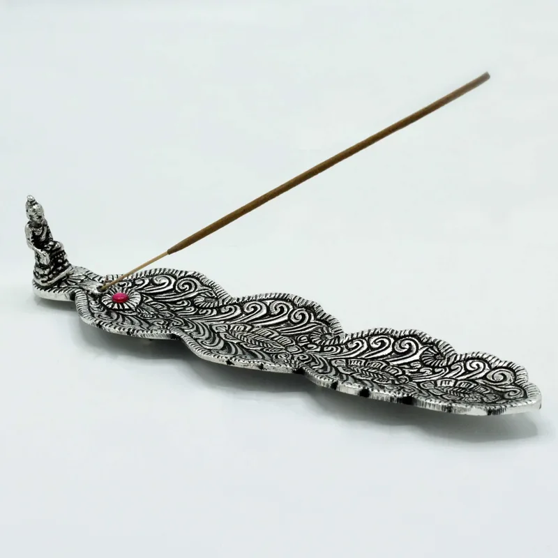 Polished Aluminium Buddha Long Incenso Porta 20cm — foto 1