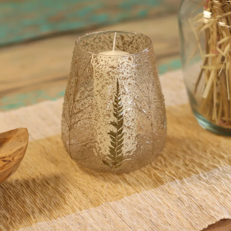 Naturale Floral Glass Large Bowl Candela Porta Pino - — foto 2