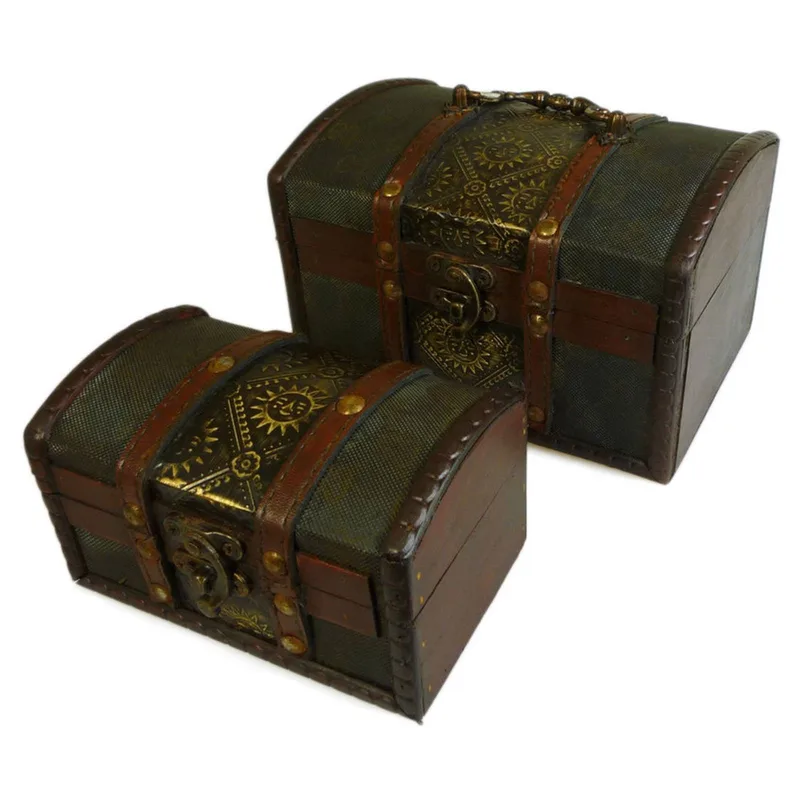 Sets of 2 Colonial Boxes Metal Embossed