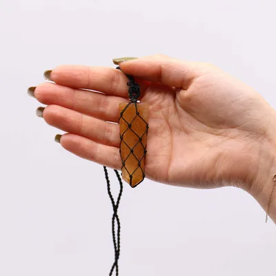 Laced Gemstone Flat Point Pendant - Golden Quartz — foto 2