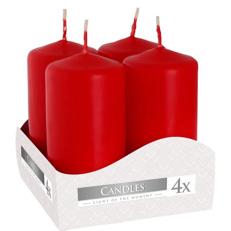 Set of Pillar Candele 40x80mm (4 pieces) - Red — foto 3