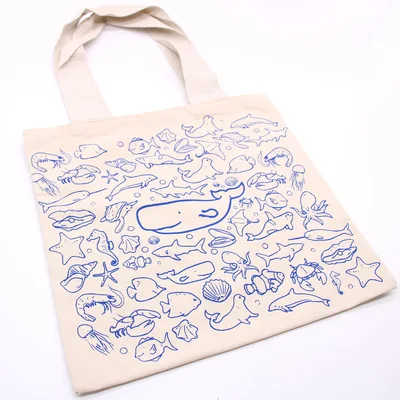 Big Cotton Shopping Bag - 38x42cm - Sea Life - 10oz — foto 2