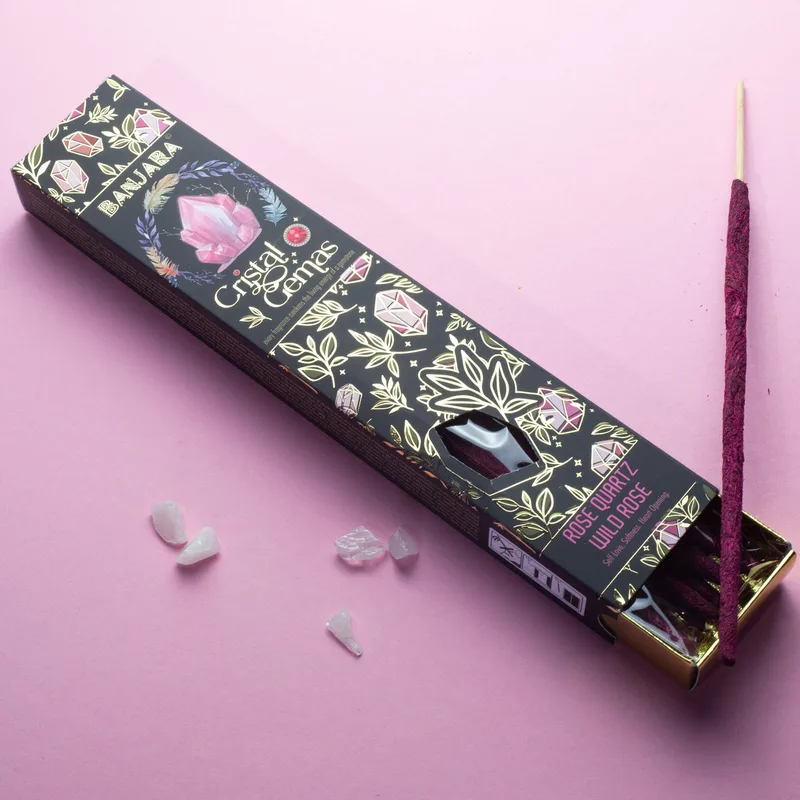 Banjara Cristal Gemas Incenso Sticks - Rosa Quartz Selvatico Rosa — foto 2