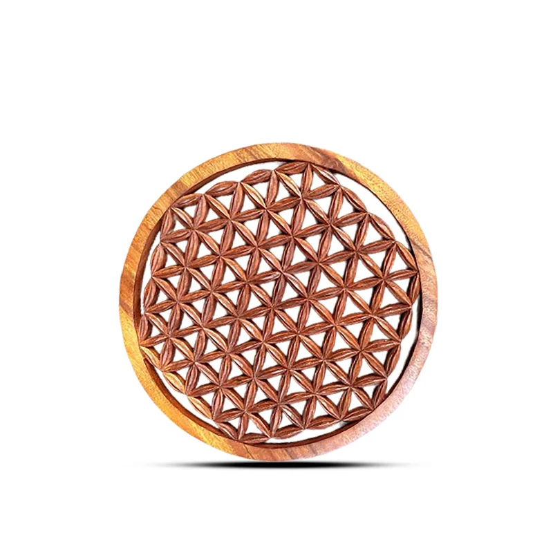 Round Decorative Wooden Fiore of Life Panel 30cm