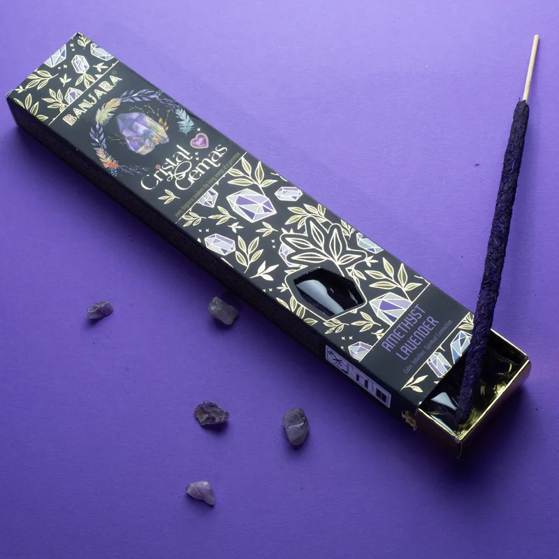 Banjara Cristal Gemas Incenso Sticks - Amethyst Lavanda — foto 2