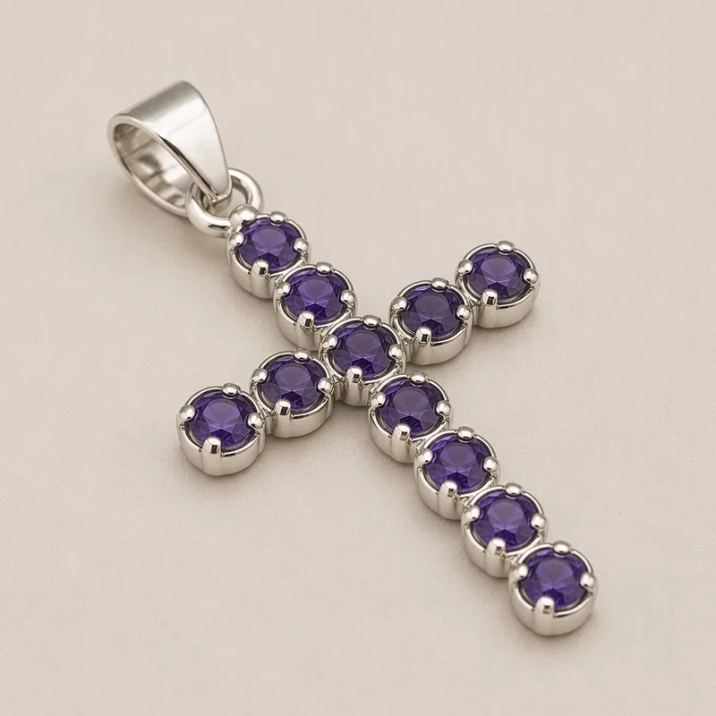 Indian Devotional Pendant Argento Plated Ionite Crucifix — foto 5