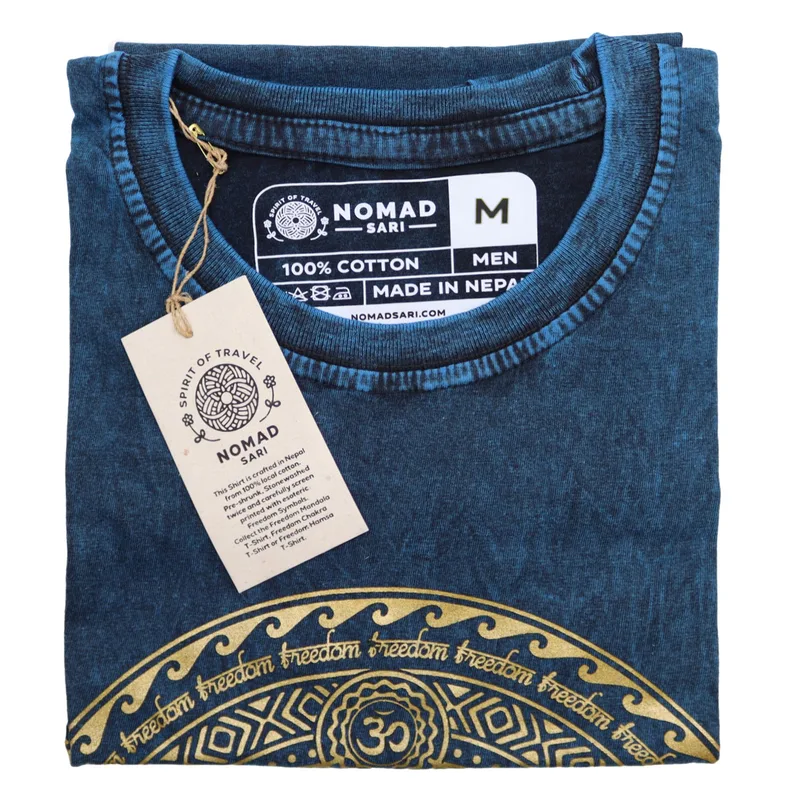 Nomad Sari Stonewashed Cotton T-Shirt – Chakra – Blu – Medium — foto 1