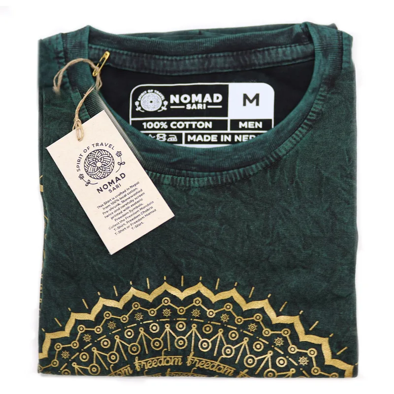 Nomad Sari Stonewashed Cotton T-Shirt Mandala Verde Medium — foto 2