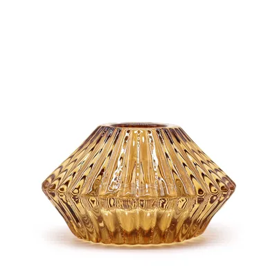 Set of 2 Fiore Flip Dinner Candela / Tealight Porta - Antique Ambra