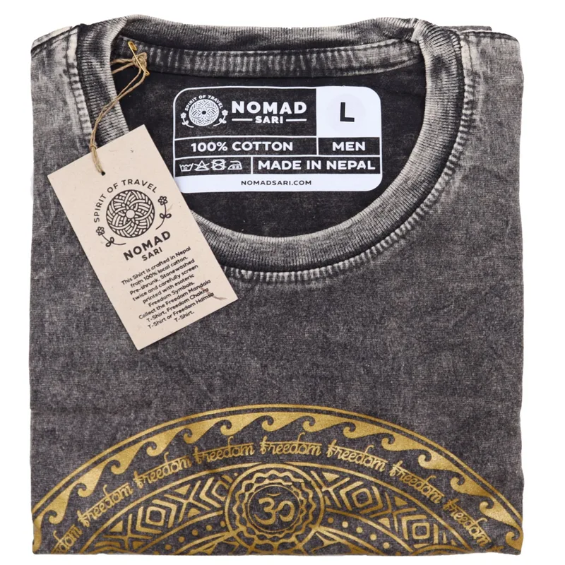 Nomad Sari Stonewashed Cotton T-Shirt – Chakra – Dark Grey – Large — foto 1