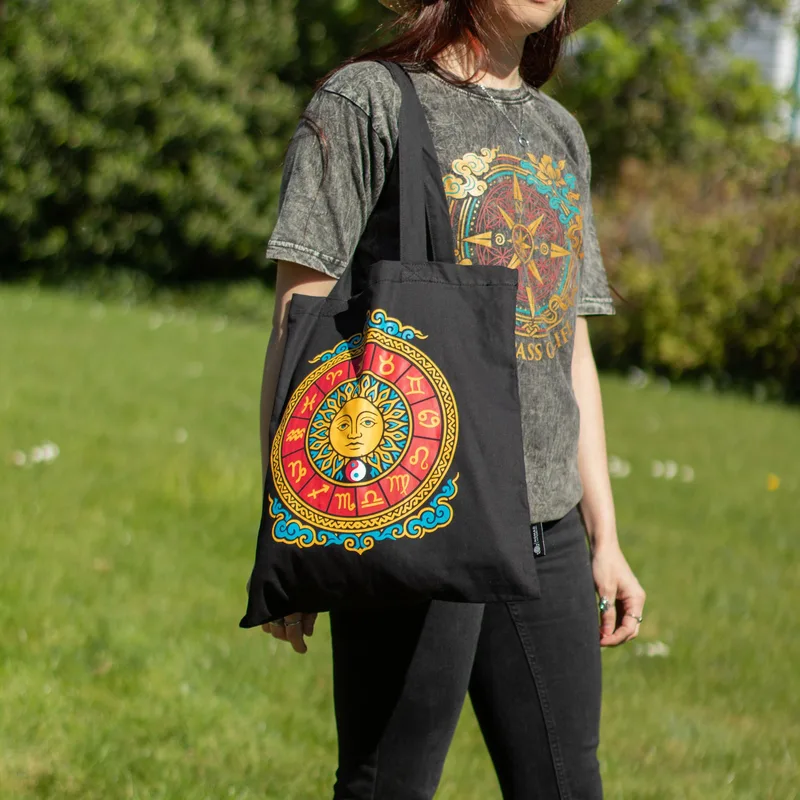 Iconic Classic Tote Bag - Zodiac Sun - Nero 6oz — foto 6