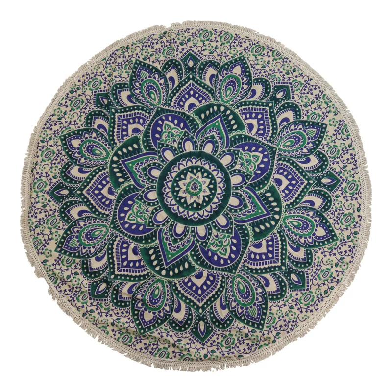Small Mandala Roundie Cotton Art Teal & Blu