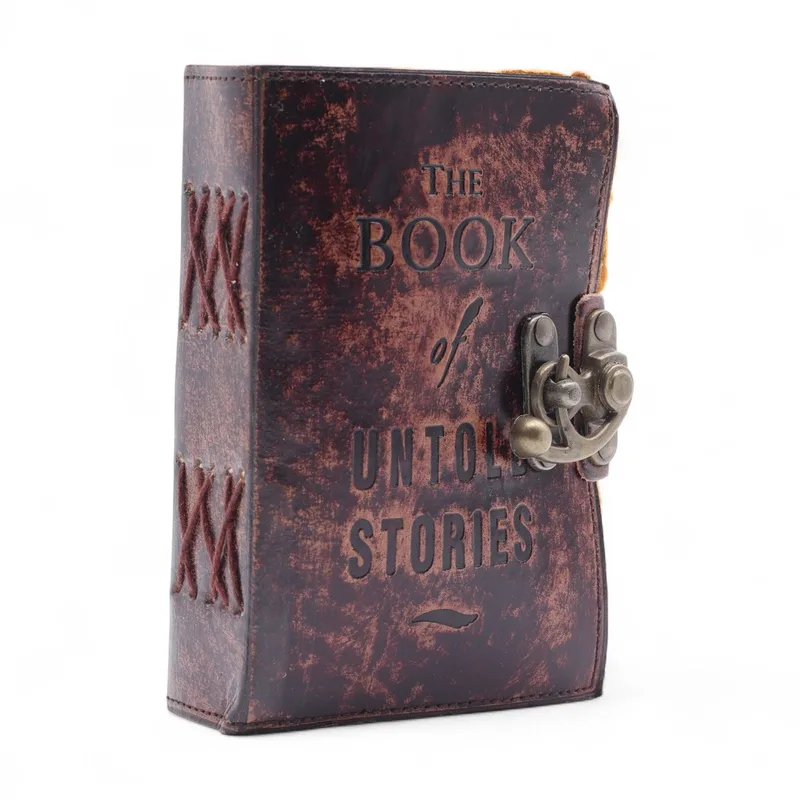 Fat Deckled Leather Notebook – The Book of Untold Stories – 15x10 cm — foto 3