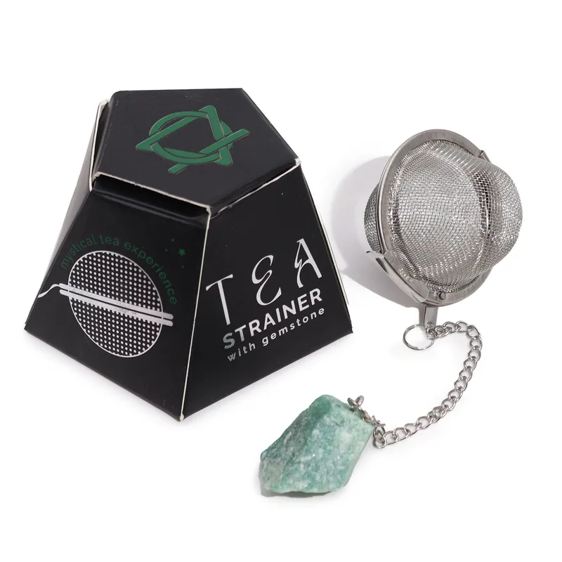 Raw Crystal Gemstone Tè Strainer - Verde Aventurine