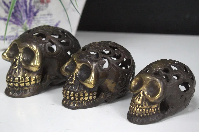 Vintage Brass Skull Lrg
