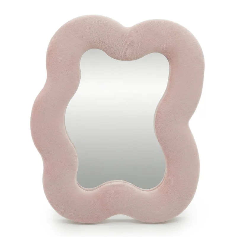 Soft Squiggly Mirror – Square Pebble – Rosa Blush