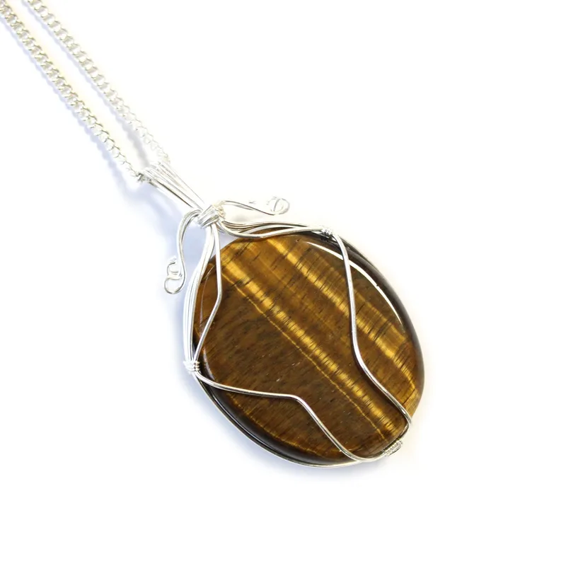 Swirl Wrapped Gemstone Necklace Tiger Eye — foto 1