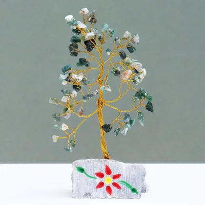 Moss Agate Gemstone Albero - 80 Stones