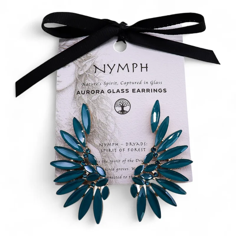 Teal Verde - Vintage Glass - Angel Wings - Earrings — foto 3