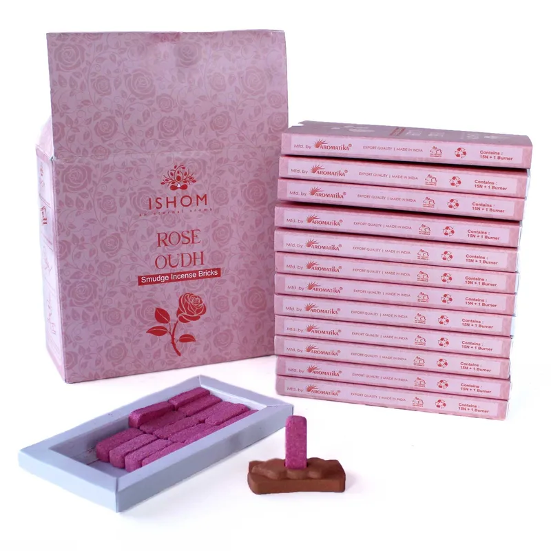 Pack of 15 Naturale Incenso Smudge Bricks and Bruciatore Rosa Legno — foto 1