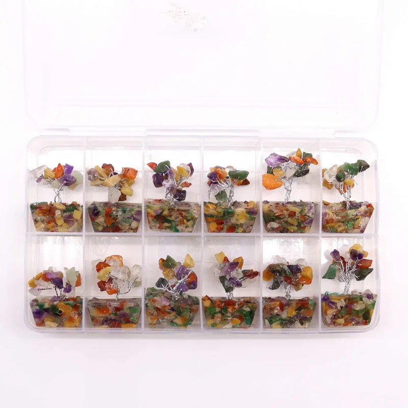 Mini Gemstone Trees on Orgonite Base - Multi Stones (15 stones) — foto 5