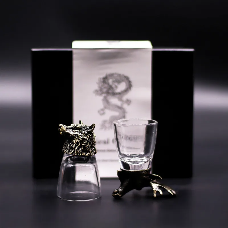 Gift Set of 6 Shot Glasses Selvatico Forest Creatures Antique Bronze