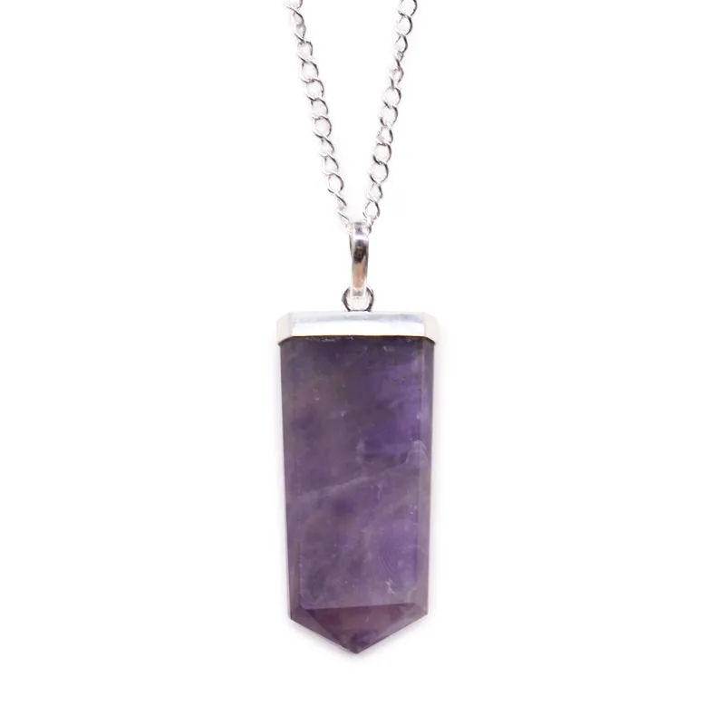 Gemstone Flat Pencil Pendant Amethyst