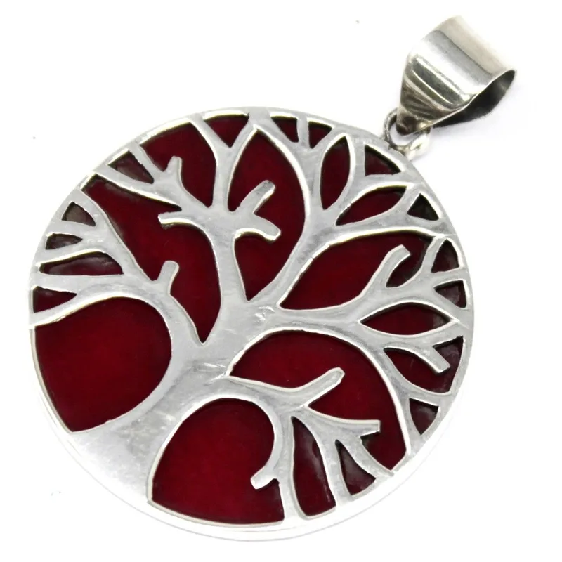 Albero of Life Argento Pendent 30mm Coral Effect
