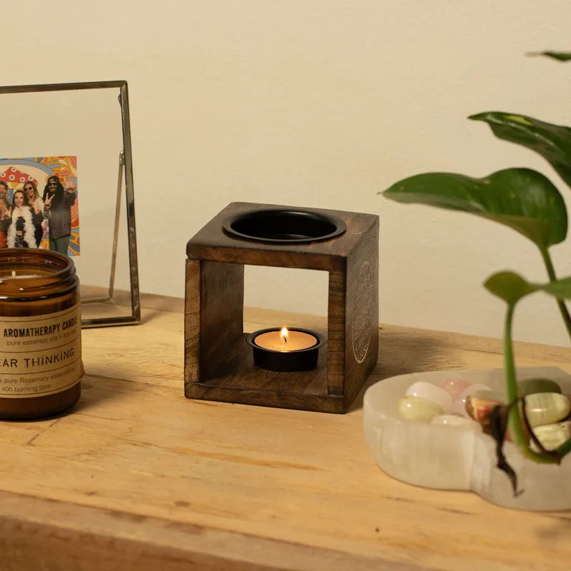 Square Mango Legno Olio Bruciatore - Yin Yang — foto 4