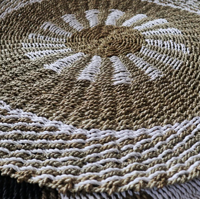 Round Seagrass Bianco & Tan Inner Sun 1m