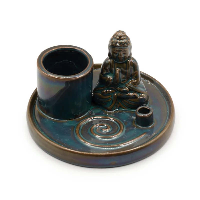 Multi Purpose Buddha Incenso Plate Ceramic Blu — foto 3