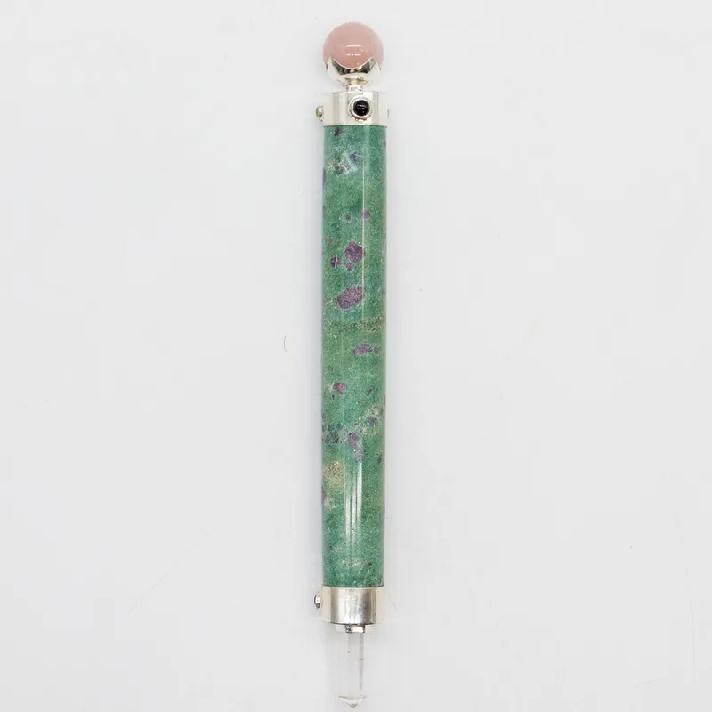 Verdant Heart Wand Ruby Fuchsite Rosa Quartz Crystal Ball top 23cm — foto 1