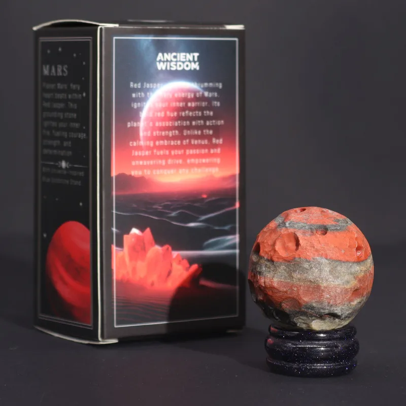 Red Jasper Planet on a Sola Goldstone Stand 40mm — foto 1