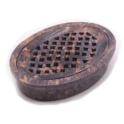 Soapstone Sapone Dish & Drainer 11x8cm- Classic Oval