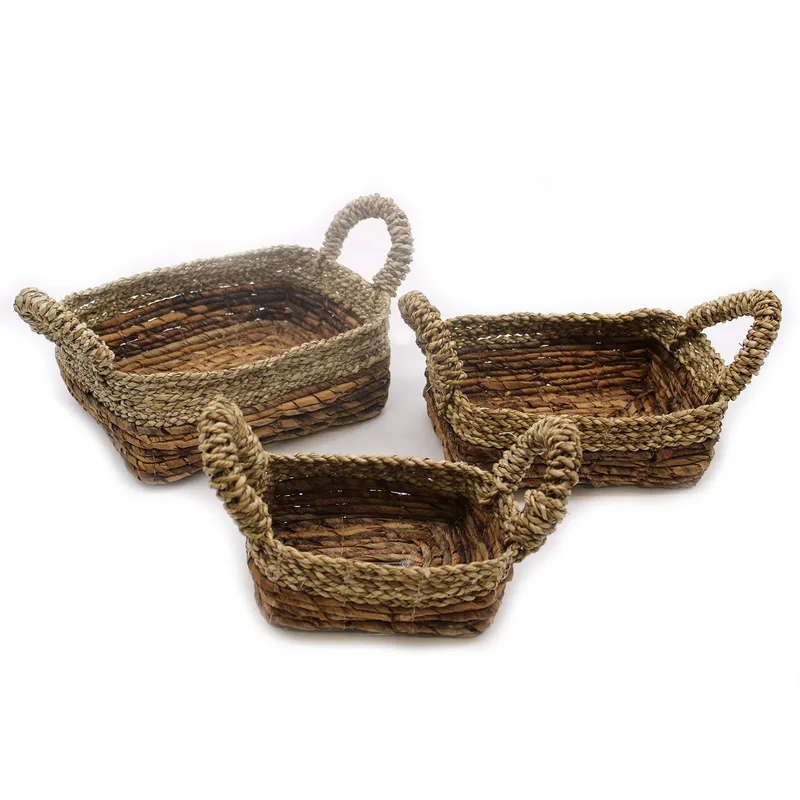 Banana Leaf & Seagrass Square Basket- Set of 3 — foto 4