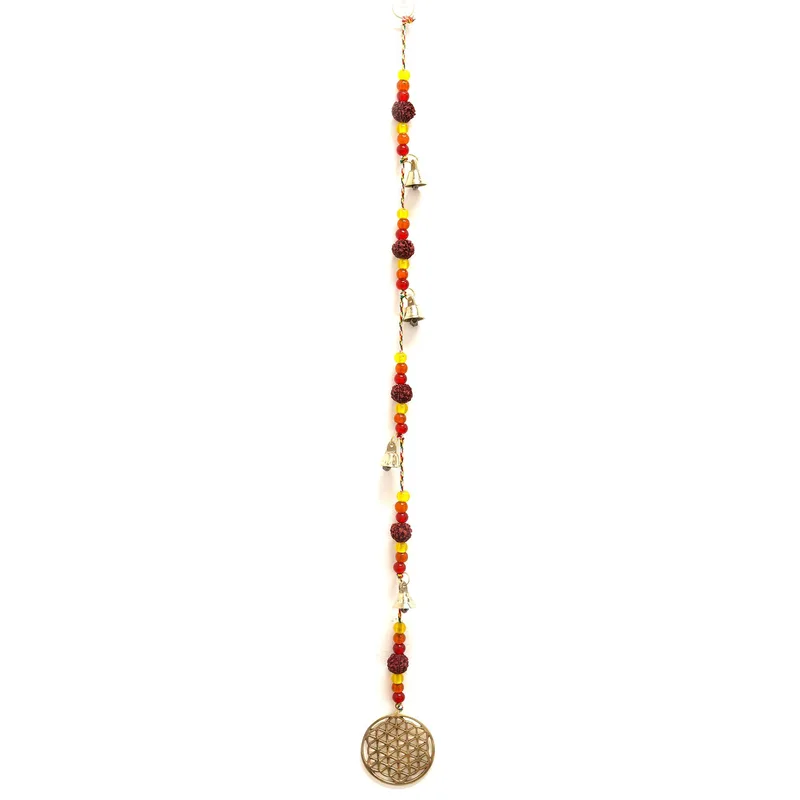 Indian Chimes Brass Fiore of Life with Rudraksha Beads String Bells 6x63cm — foto 1