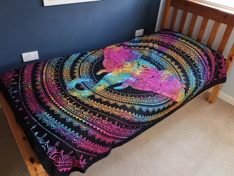 Single Cotton Bedspread + Wall Hanging Elephant Head 130cm x 200cm — foto 1