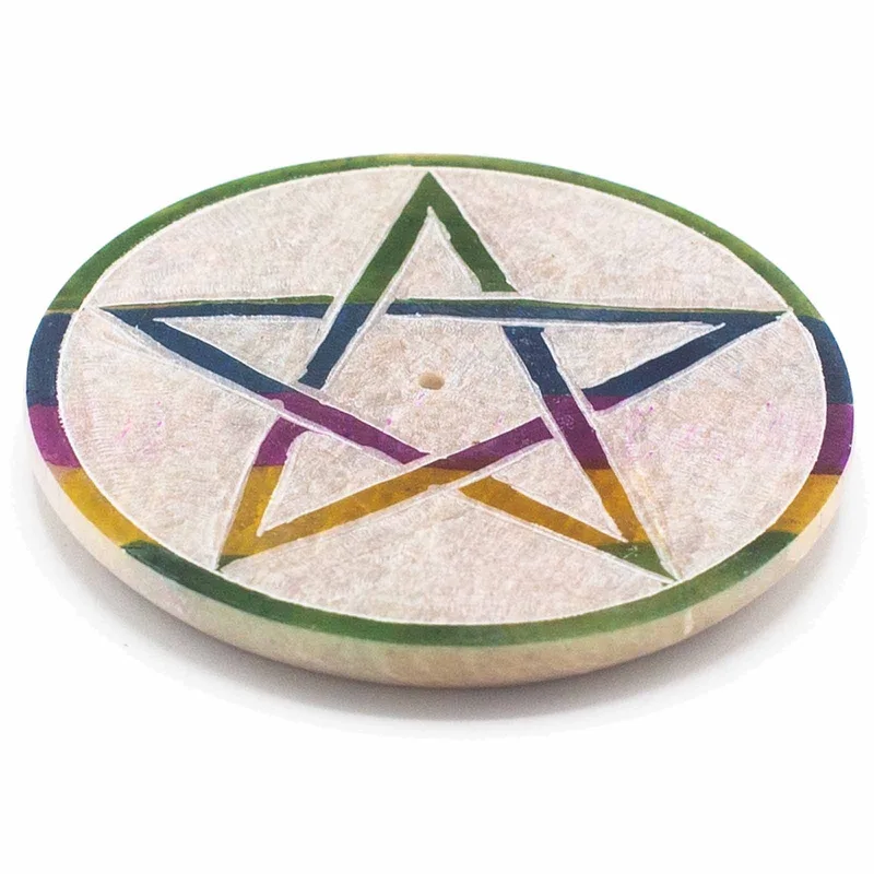 Soapstone Disc Incenso Porta 8cm - Pentagon